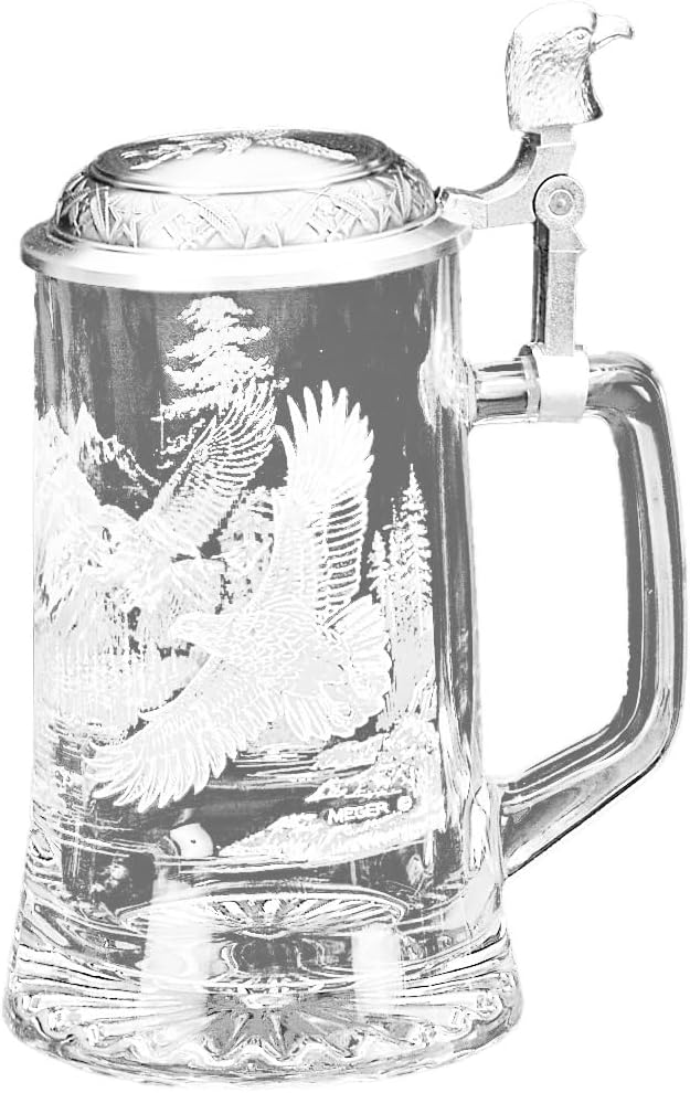 James Meger German Glass Bald Eagle Beer Stein