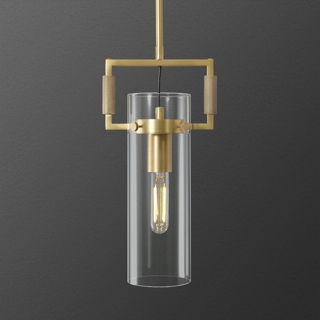 Brass Pendant Lights Kitchen Island, Modern Gold Pendant Lights,12Inch Glass Knurled Kitchen Pendant Lighting Over Island,Farmhouse Island Lights For Kitchen Sink,Bathroom,Bedroom,Included E26 Bulbs