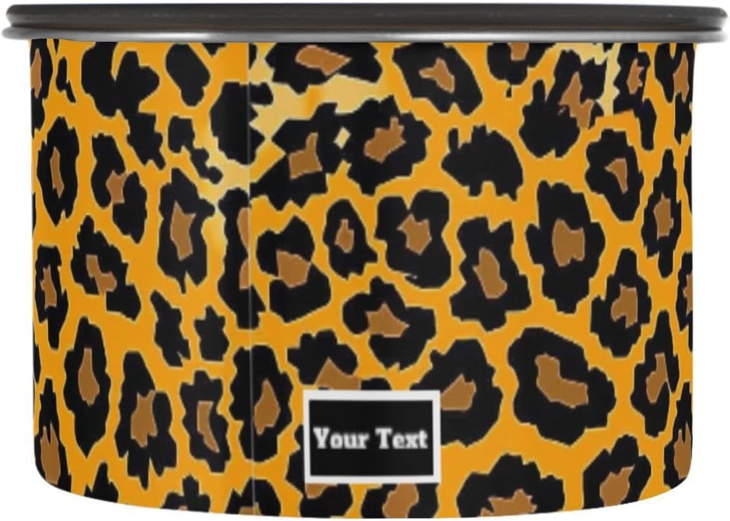 ALAZA Yellow Leopard Print Cheetah Airtight Coffee Bean Canister Customed 17oz Food Storage Containers with Lids For Gournd, Tea, Sugar, Flour, Rice, Cereal, Candy Cookie Jar