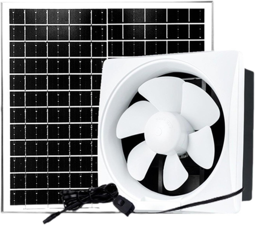 Solar Powered Fan Kit, Easy to Use Effective Solar Exhaust Fan, Wall Mount Ventilation for Outside Chicken Coop, 10inch Fan 20W Solar