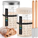 Sourdough Starter Jar, 40oz/2pack Sourdough Starter Kit with Date Marked Feeding Band, Thermometer, Cloth Cover & Metal Lid, Reusable Sourdough Bread Baking Supplies, Home Baking Supplies