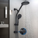 7.5" Rotatable Dual Shower Head with Handheld Combo, Kids Friendly Low 3-Way Diverter, Adjustable Slide Bar for Whole Family Use, Enjoy High Pressure Rainfall Spa Shower, Matt Black