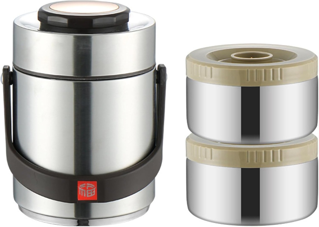 Thermal For Hot Food,1.5L Bento Lunch Box,2-Tier Stackable Insulated Food Jar,Portable Stainless Steel Food Container,Leakproof Insulated Lunch Container For Hot Food,For Office Picnic Travel(Silver)