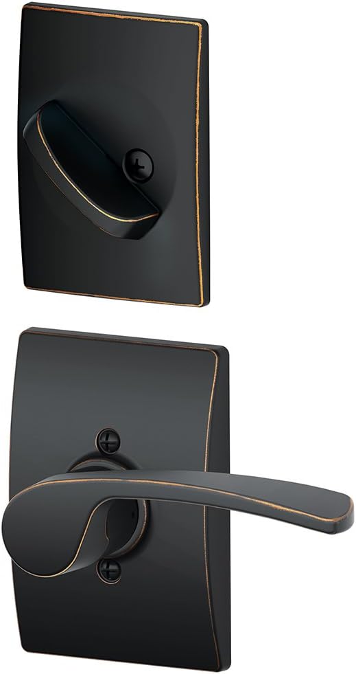 Schlage F59 MER 716 CEN Century Collection Merano Right-Handed Handleset Interior Lever, Aged Bronze (Interior Half Only)