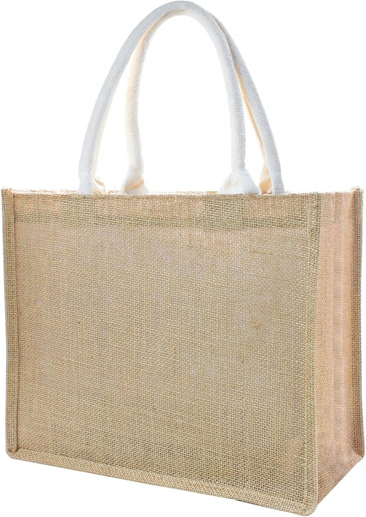 Jute Tote Bags - Durable Burlap Bags with Handles, Great for DIY, Shopping, and Special Occasions - 14.2" x 12.6" x 6.7"