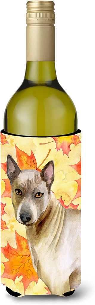 Caroline's Treasures BB9941LITERK Thai Ridgeback Fall Wine Bottle Hugger, Yellow Bottle Cooler Sleeve Hugger Machine Washable Collapsible Insulator Beverage Insulated Holder