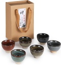 6-Piece Ceramic Tea Set for Kung Fu Tea Ceremony, Colorful Japanese Sake Cups, Gift-Worthy Set