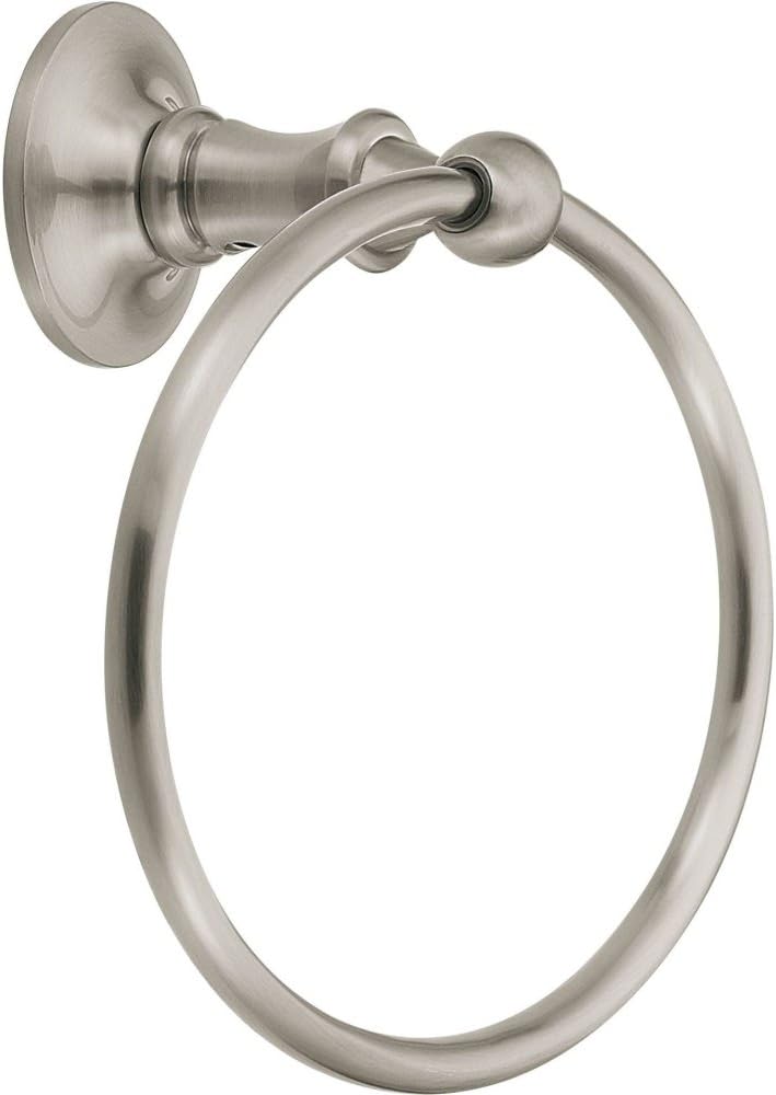 Moen DN6786BN Danbury Collection European Single Post Bathroom Hand Towel Ring, Brushed Nickel
