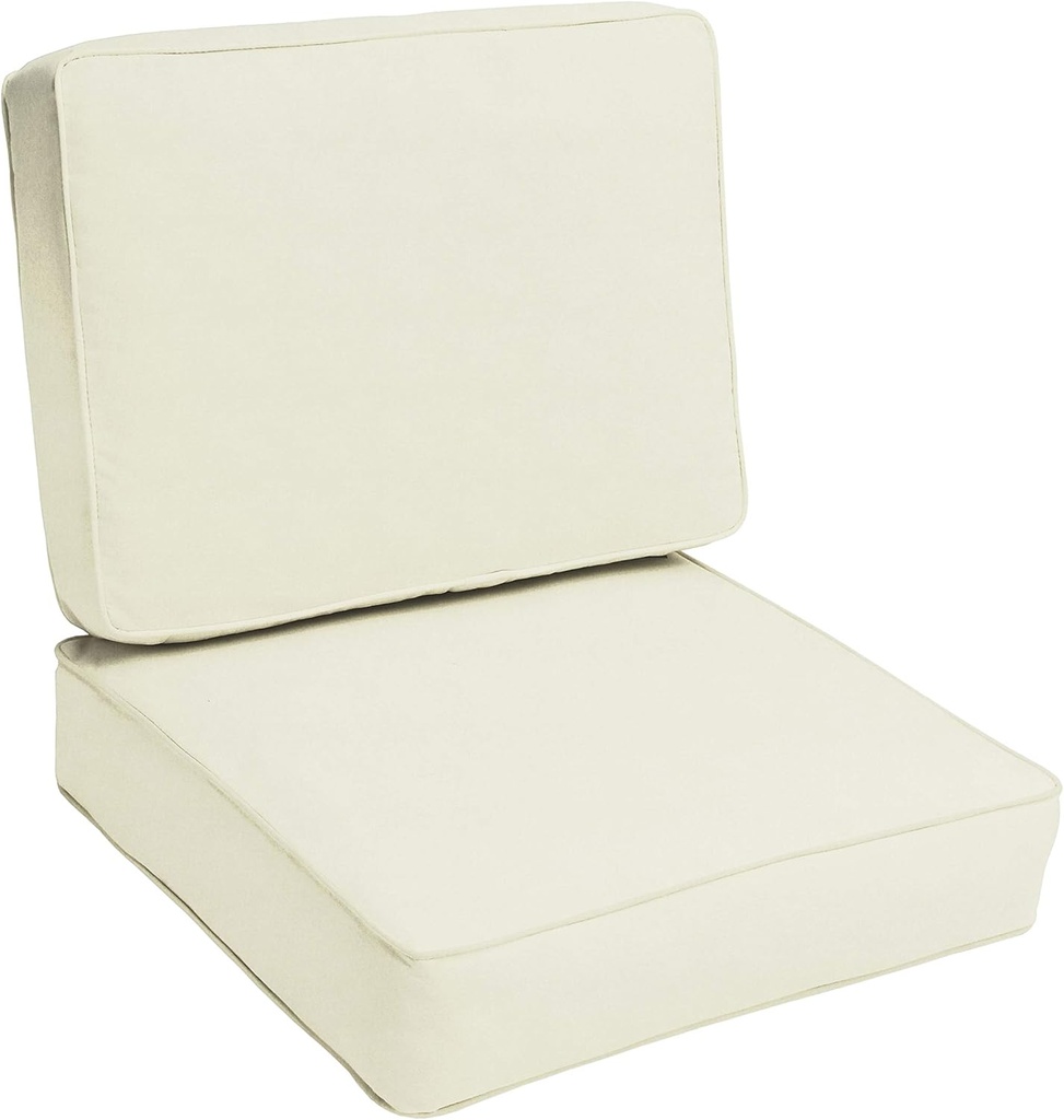 Sorra Home Sunbrella Canvas Natural Outdoor Seat and Back Cushion Set, 23.5 in x 23 in x 5