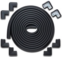 Roving Cove HeftyFit Edge Corner Protector Baby Proofing (Large 18ft Edge 8 Corners), Heavy-Duty, Soft NBR Rubber Foam, Furniture Fireplace Safety Bumper Guard, 3M Adhesive, Onyx Black