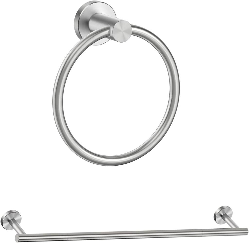 FORIOUS Towel Bar for Bathroom, Brushed Nickel Towel Ring