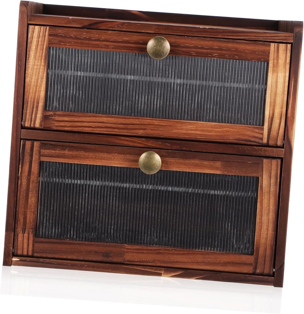 Vintage Kitchen Countertop Bread Box Bread Proofing Box Airflow Magnetic Closure Capacity Storage Organizer for Pantry Counter