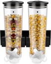 Food Dispensers,2 PACK Wall Mount Double Dry Cereal Dispenser,Convenient Storage Dual Control for Cereal Nuts,Coffee Beans Trail Candy Oatmeal Rice Pasta Container,1.5L Each Cereals Bank (Black)