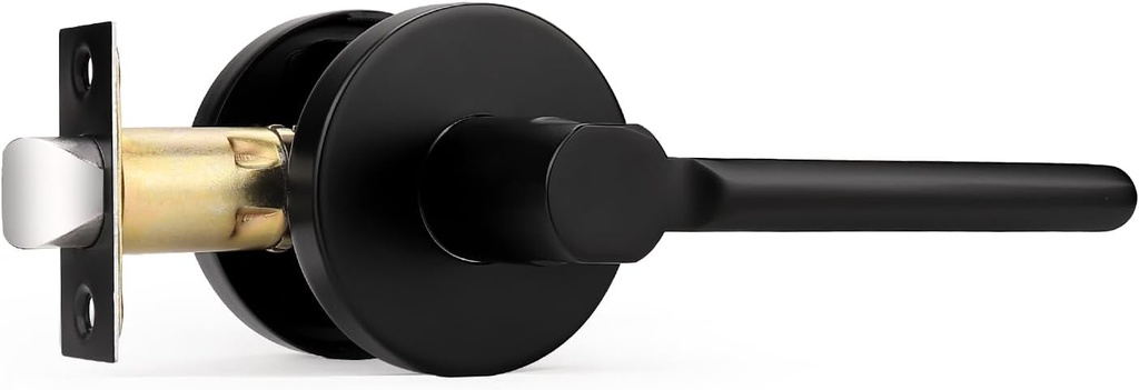 Probrico Passage Door Levers Black, Keyless Interior Door Door Handles for Closet or Hallway, Reversible for Right & Left Handed Doors, 1 Pack