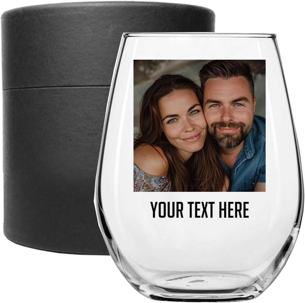 Personalized Mothers Day Wine Glass Printed 17oz Stemless, Picture Photo Wine Gifts for Mom, Wife, Her, Custom Mom Wine Glass, Customized Mum Wine Tumbler for Women Celebration Gifts