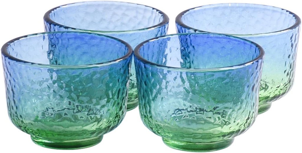 Glasses Sake Cups Set of 4 - Small Whiskey Glasses for Bourbon, Tequila, Vodka - Durable Lead-Free Glass Barware for Parties, Home, Restaurants (4)