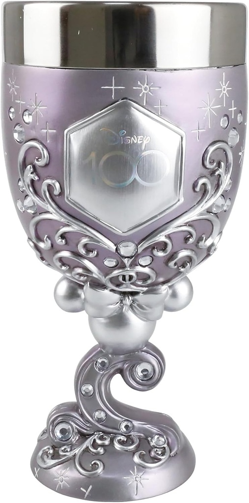 Enesco Disney Showcase 100 Years of Wonder Decorative Chalice Goblet, 7.09 Inch, Platinum