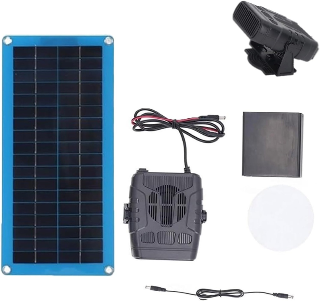 Solar heater for chicken coop, Portable Car Solar Powered Heater, Greenhouse and Dog House Rechargeable Solar Panel Kit with Overheat Protection, Ideal for Drying Heating Pet House Warm Wind Gear