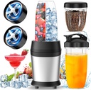 12-Piece Smoothie Blender Maker 25,000 RPM Personal Blender for Ice Crushing Smoothies & Frozen Drinks Nuts with 23oz, 32oz, 37oz Portable Cups Two 6-Leaf Stainless Steel Blades, Silver