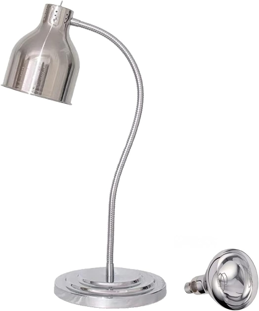 KOUDA Single Bulb Food Heat Lamp Restaurant Food Warmer Light Portable Heating Lamps (Single Arm) Silver