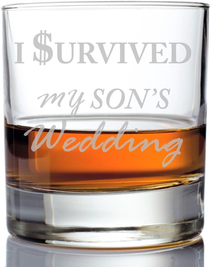 I Survived My Son's Wedding Engraved 10-ounce Rock Glasses - Set of 4