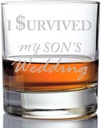 I Survived My Son's Wedding Engraved 10-ounce Rock Glasses - Set of 4