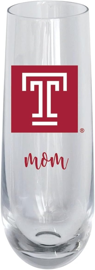 R and R Imports Temple University 10 oz Stemless Flute mom Design Officially Licensed 2-Pack