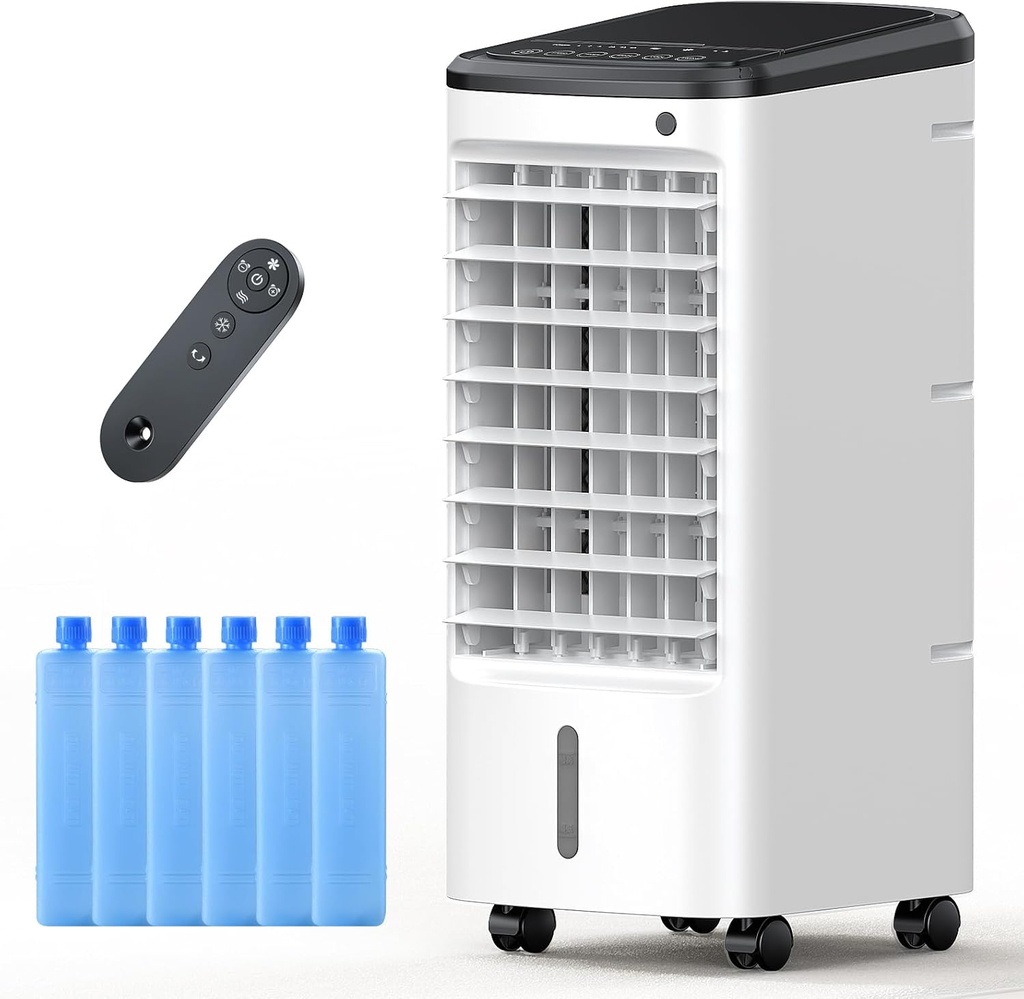 Windowless Portable Air Conditioners with Remote, Ventless Ac Unit Ductless Air Cooler, Hoseless Quiet Evaporative Oscillating Swamp Cooler, 6 Ice Box for Bedroom Indoor Outdoor Office Room