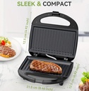Electric Panini Press Sandwich Maker, Non-Stick Grill Plates, Black