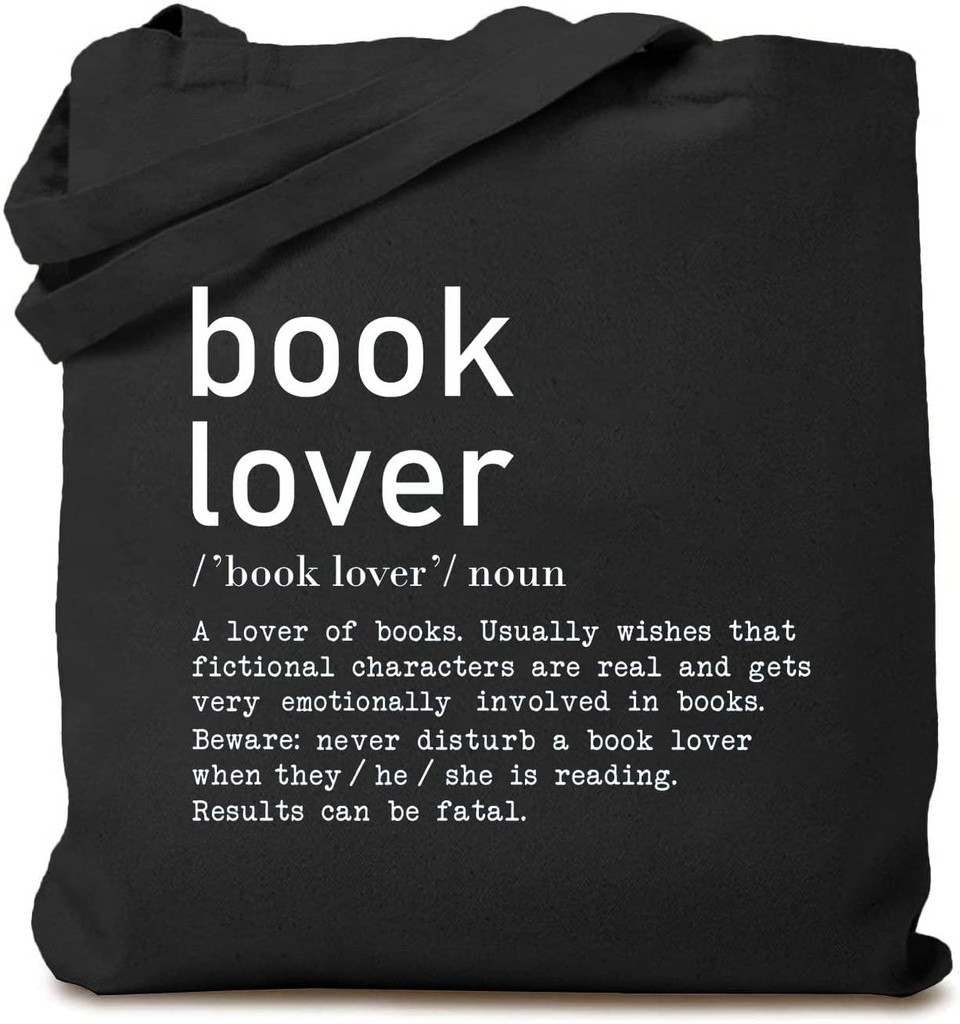 TSIIUO Women's Book Lover Noun Canvas Tote Bag Funny Reader Gift Library Reusable Shopping Canvas Bag