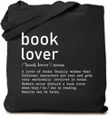 TSIIUO Women's Book Lover Noun Canvas Tote Bag Funny Reader Gift Library Reusable Shopping Canvas Bag