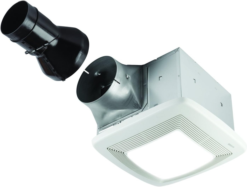 Broan-Nutone RB80L ULTRA PRO™ Series Single-Speed Exhaust Fan and Light, Ventilation Fan with Room-Side Installation, ENERGY STAR® Certified, <0.3 Sones,,White