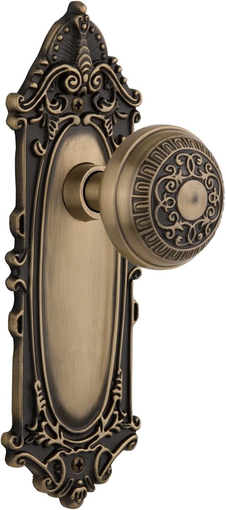 Nostalgic Warehouse Victorian Plate with Egg & Dart Knob, Passage - 2.375", Antique Brass