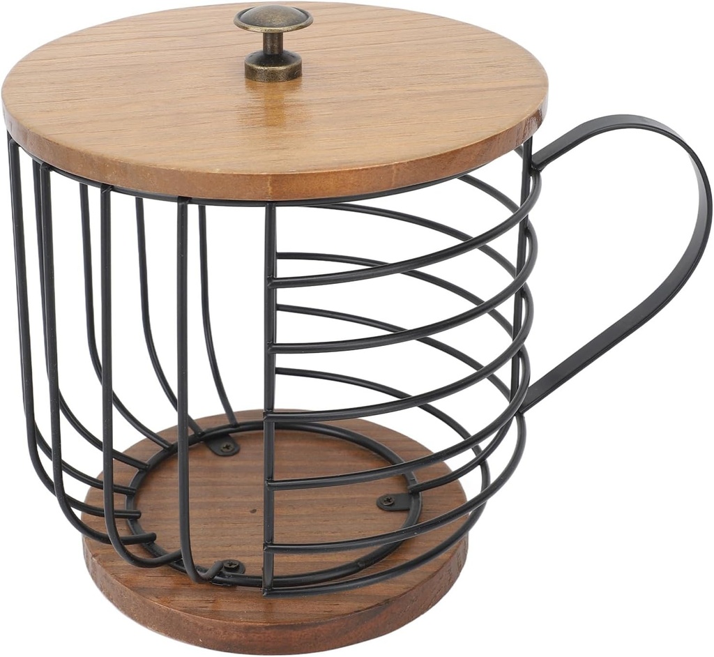 Coffe Pod Holders K Cup Holders Coffee Pods Iron Wire Storage Organizer Coffee Accessories with Lid for Counter Home Coffee (Large hatacity) (Black with Lid)