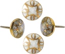 Perilla Home Set of 4 Premium Mother of Pearl Decorative Drawer Knobs - Gold Embroidered Vintage Kitchen Cabinet Handles Hardware Cupboard Door Unique Dresser Pulls Brass Round Knobs (Design-2)