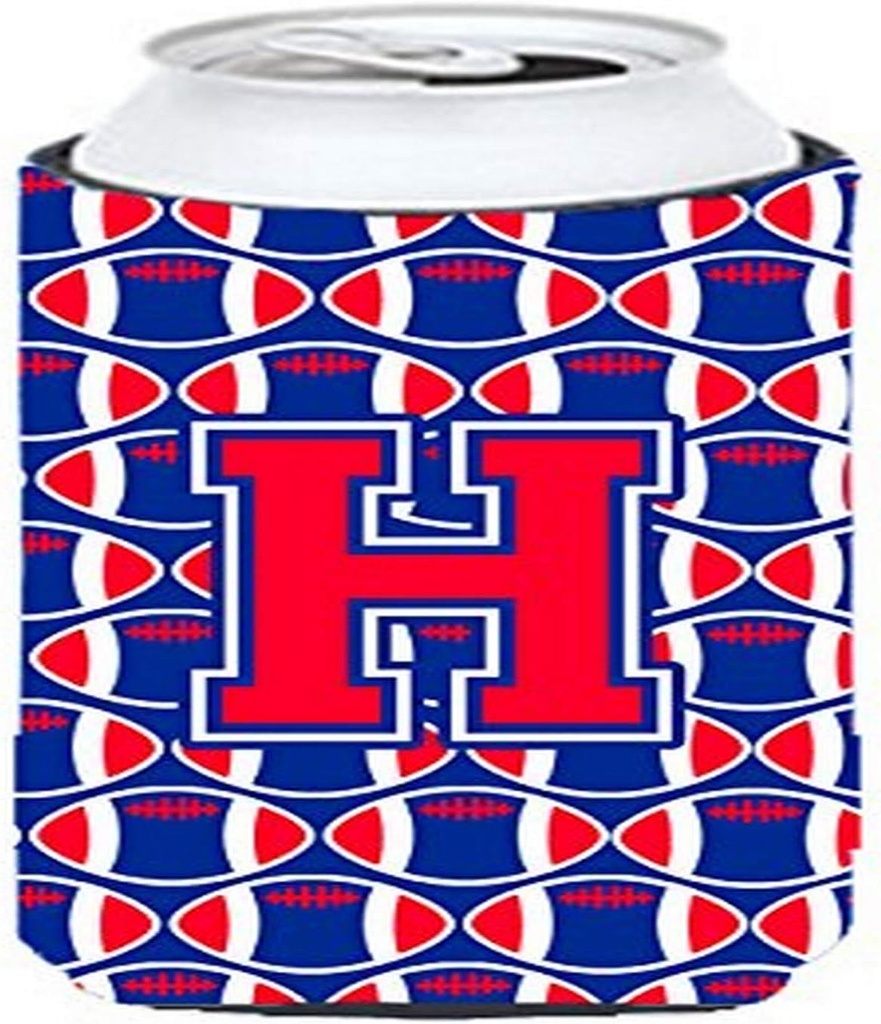 Caroline's Treasures CJ1076-HTBC Letter H Football Harvard Crimson and Yale Blue Tall Boy Hugger Can Cooler Sleeve Hugger Machine Washable Drink Sleeve Hugger Collapsible Insulator Beverage Insulated
