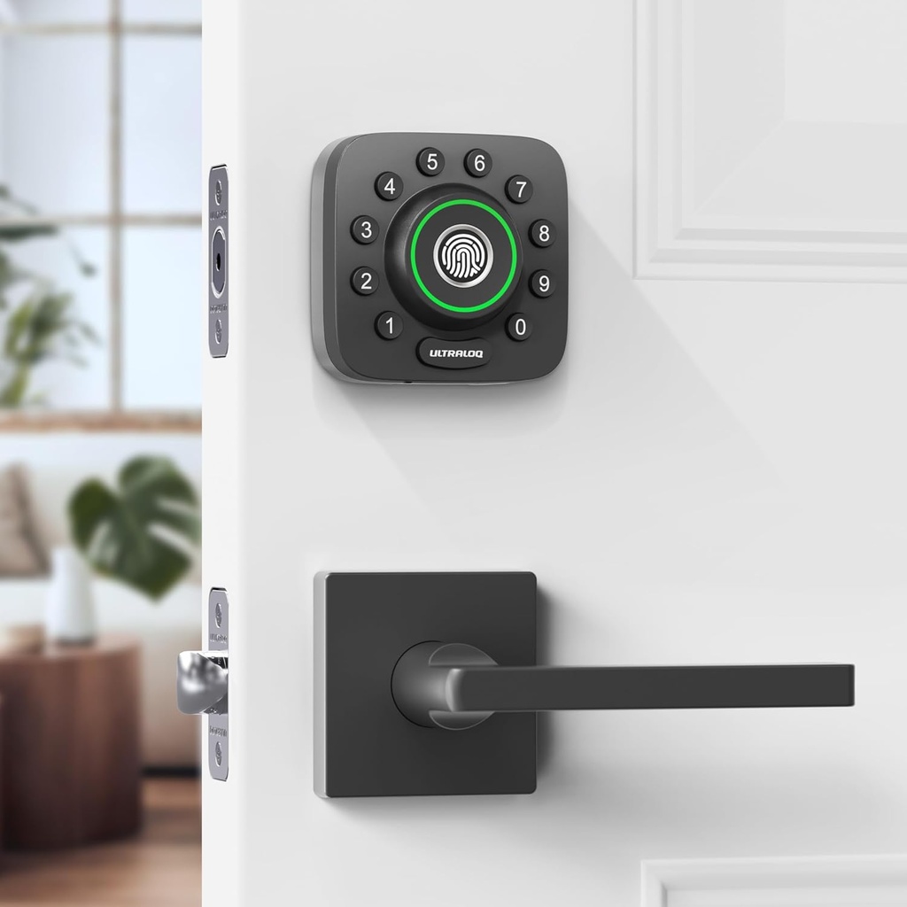 ULTRALOQ U-Bolt Pro Smart Lock with Black Door Lever