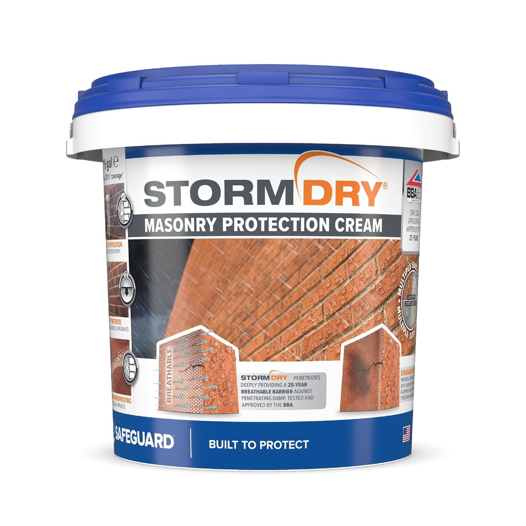 Stormdry Brick Sealer (1.5 Gallon) - Clear Brick, Stone, Concrete & Masonry Waterproofer - 25-Year Certified Waterproofing Protection Against Penetrating Damp
