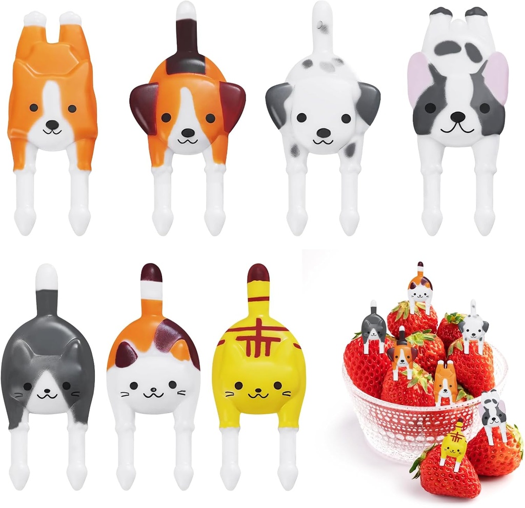 7 Pcs Food Picks, Cute Animal Food Picks Cartoon Fruit Toothpicks for Bento Box, Lunch Accessories