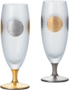 Aderia Japan Traditional Japanese Patterns Sun Moon Gold Silver Tall Glasses Set of 2 Besties Couples Wine Beer Spirits Sake Champagne Cups
