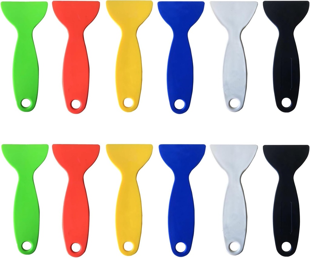 12pcs Thickened Scraper Tool Multiple Purposes Plastic Scraper Putty Knife removal shovel Tool Set (Multicolor)