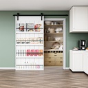 42" x 84" Sliding Barn Door with Shelves, 4-Shelf Bookshelf Barn Door Hidden Doors, 7 FT Track Hardware Kit Included, White Primed Solid Core Panels for Lower Energy Bills & Effective Sound Reduction