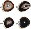 Yoption Set of 4 Cabinet Drawer Knobs Natural Agate Pull with Gold Plating Edge Decorative Unique Cabinet Cupboard Dresser Handles (Black)