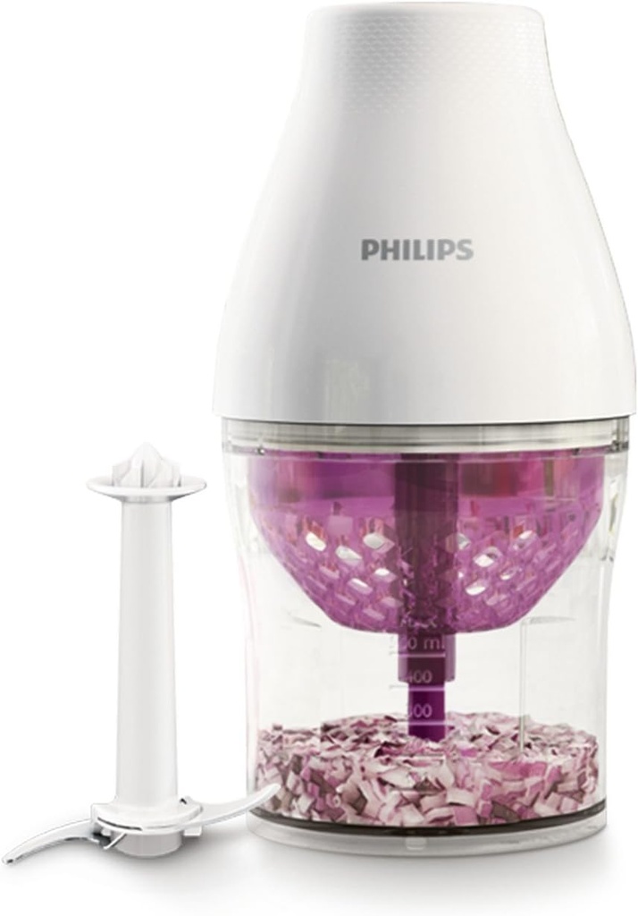 Philips Kitchen Appliances MultiChopper with Chop Drop Technology, White, HR2505/56, 1 liter