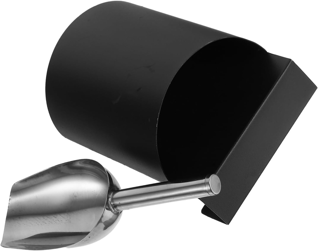 1 Set Metal Ice Scoop: Utility Scoop and Storage Box for Nuts Cereals Ice Cubes Grains Flour - Stainless Steel Handle for Kitchen and Beverage Shops
