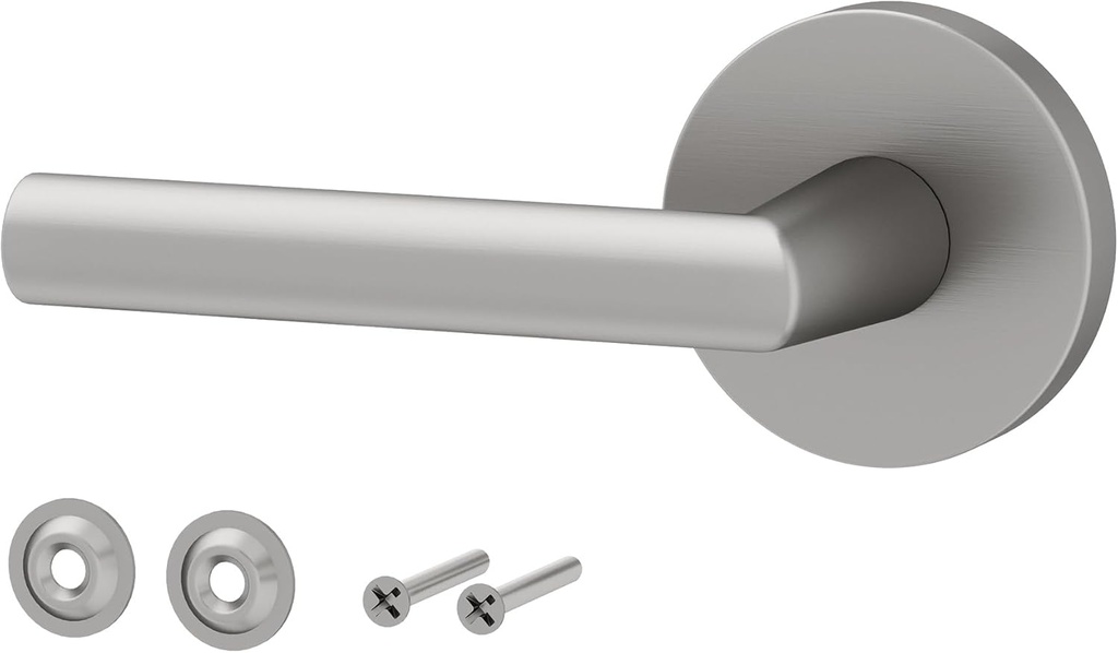 Okun Stark Dummy Door Handle – 1 Pack, Reversible, Non-Turning Lever for Closet, Pantry, or Hallway Doors – Brushed Nickel Finish