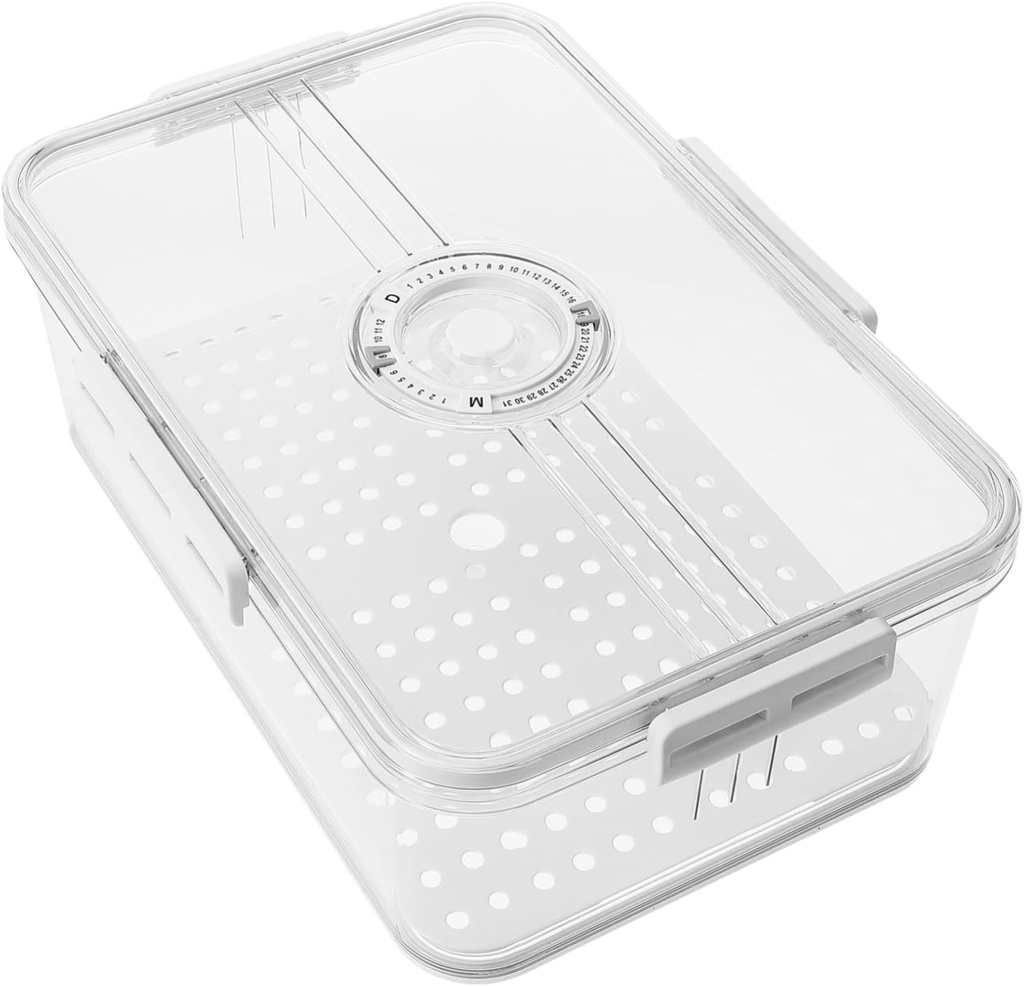 Airtight Bread Box with Timer for Kitchen Counter Plastic Bread Container with Seal and Date Recording Dial Bin Storage