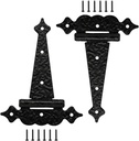 WellMade 6 in T-Strap Hinges,Decorative Wooden gate Hinges,Outdoor T Hinges for Fence Barns Shed Storage Doors （Black 2 Pack）
