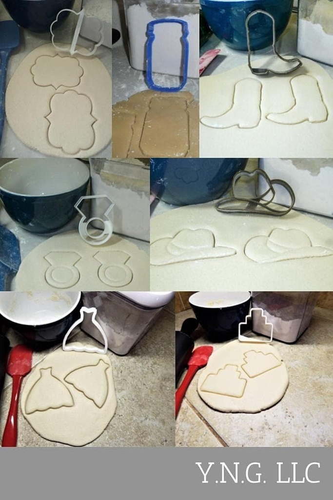 COUNTRY WEDDING MASON JAR COWBOY BRIDAL SHOWER SET OF 7 COOKIE CUTTERS MADE IN USA PR1180