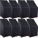 Tudomro 8 Pcs Stacking Outdoor Chair Covers Waterproof Black 210D Outdoor Patio Furniture Covers High Back Patio Chair Protection with Adjustable Hem Cord Weather Protection, 26 W x 26 D x 49 H Inch
